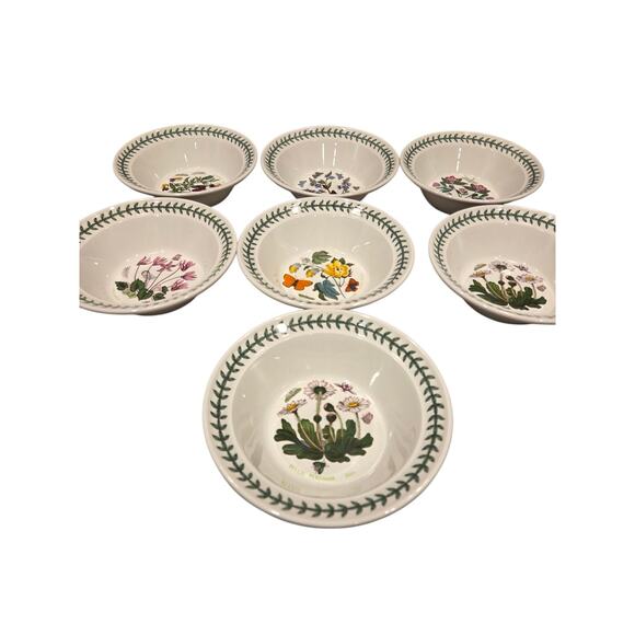 Portmeirion Botanic Garden Set of 7, 6½" Soup Cereal Salad Bowls EUC Classic VTG - Picture 3 of 14